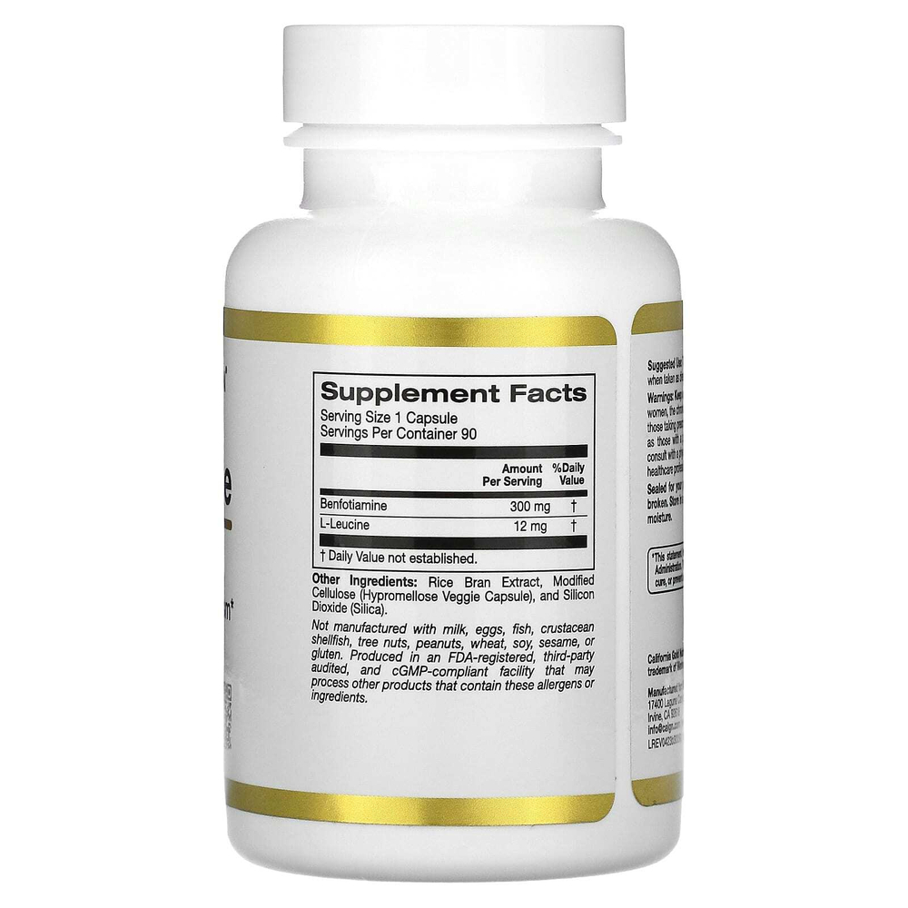 California Gold Nutrition, бенфотиамин, 300 мг, 90 растительных капсул