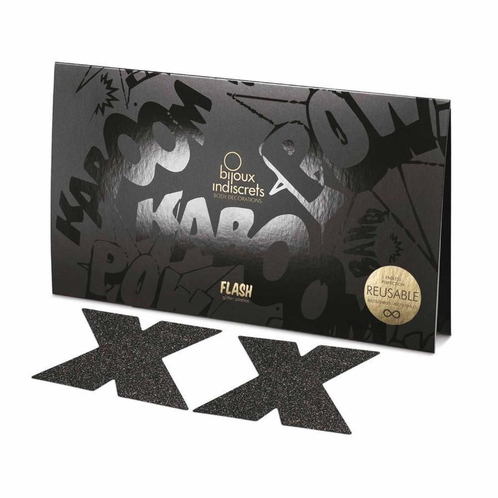 Черные крестообразные пэстисы FLASH CROSS PASTIES (Цвет: черный)