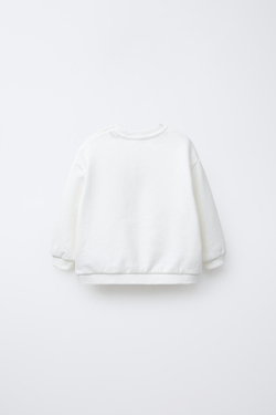 ZARA ТОЛСТОВКА ИЗ МАХРОВОЙ ТКАНИ С ПРИНТОМ «ПАЛЬМА», ЖЕЛТОВАТО-БЕЛЫЙ