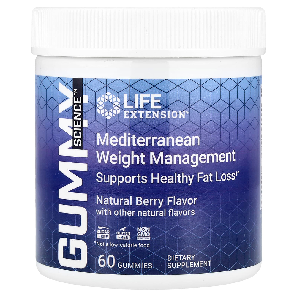 Life Extension, Gummy Science ™, средиземноморское средство для контроля веса, натуральные ягоды, 60 жевательных таблеток