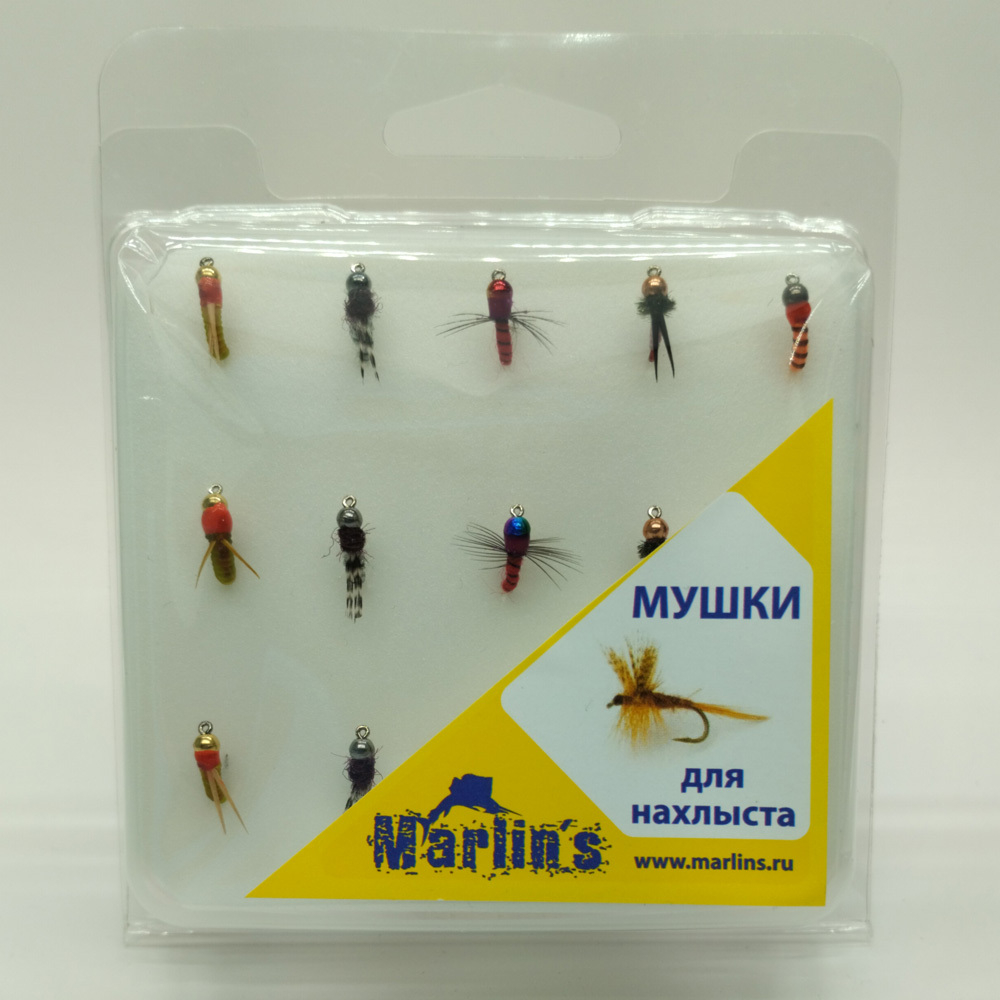 Набор нимф мушек вольфрам 0.3 гр #NFH1-014 на крючке №14, 15 шт от Marlins (Марлин)