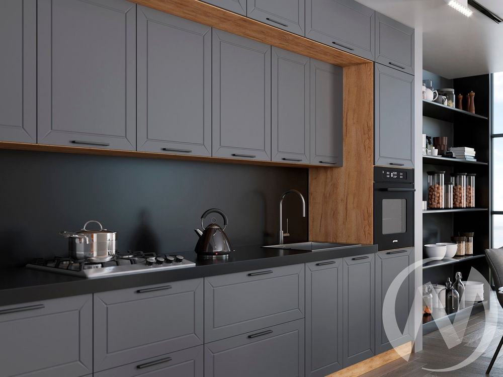 Кухня "Глетчер" (Маренго силк/корпус дуб крафт золотой)