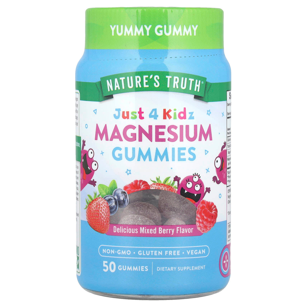 Nature's Truth, Just 4 Kidz, жевательные мармеладки с магнием, вкусное ягодное ассорти, 50 жевательных таблеток