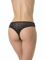 Трусики-бразилиана с полосками на задней части (Размер: S) (Цвет: молочный)