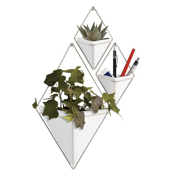 Кашпо для цветов настенное Trigg, 19х23 см, белое/никель