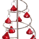 Сувенир с подсветкой «Елочка Хрустальная» 18 см, диаметр 8 см, основание-серебро, свечение-белый, хрусталик Красный (работает от батареек 3 LR44)