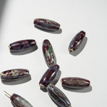 Бусина в форме бочонка, 12*30,9мм, бордово-синяя, глазурированный фарфор