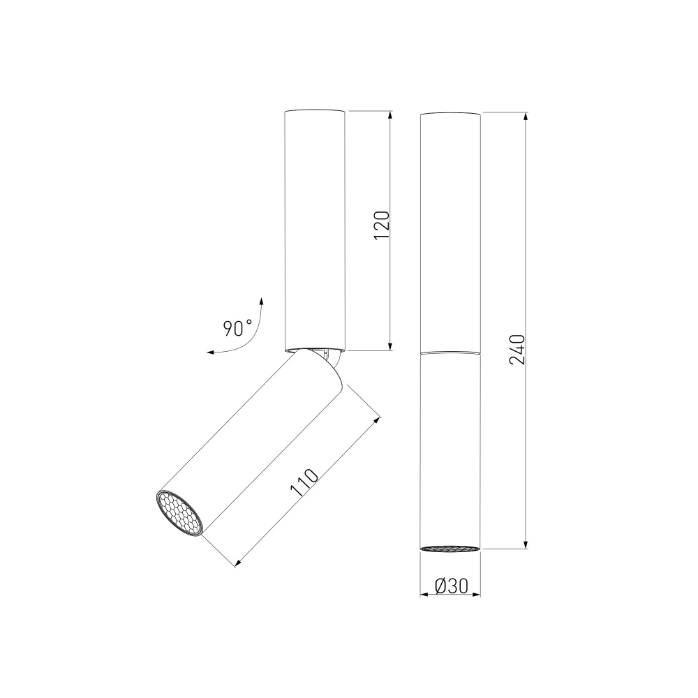 Накладной поворотный светодиодный светильник с антибликовой решеткой Pika 25029/LED 6W 4200K чёрный