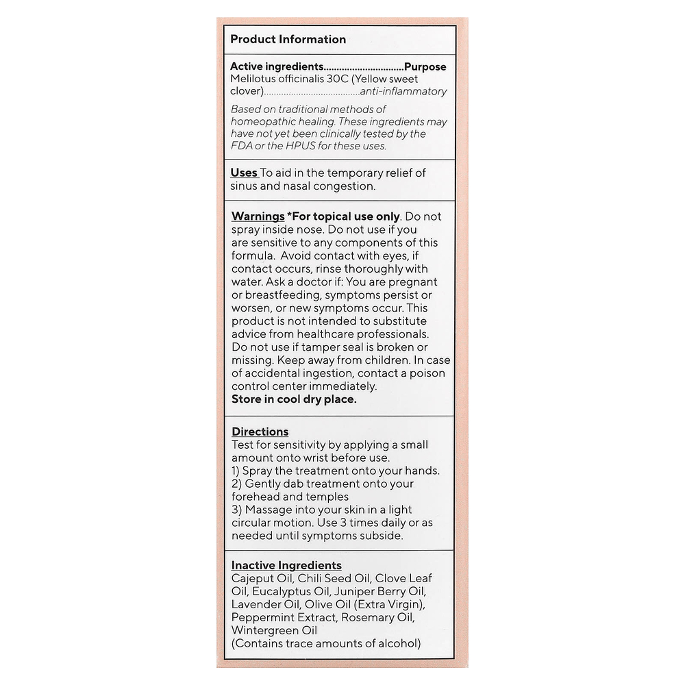 Marie Originals, Биоактивный спрей от заложенности носовых пазух, 29 мл (1 жидк. Унция)