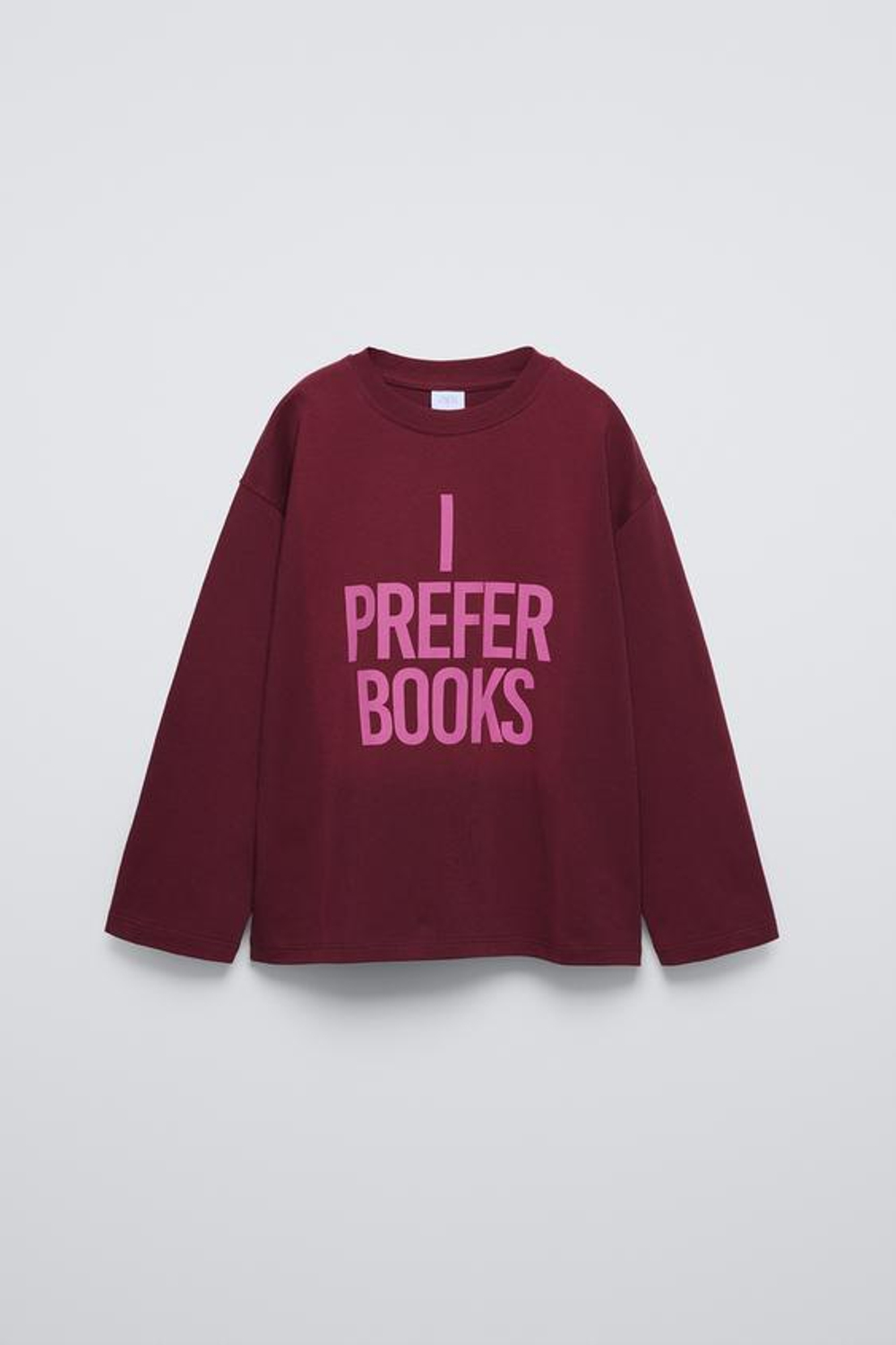 ZARA ФУТБОЛКА С НАДПИСЯМИ, ЦВЕТ БУРГУНДСКОГО ВИНА