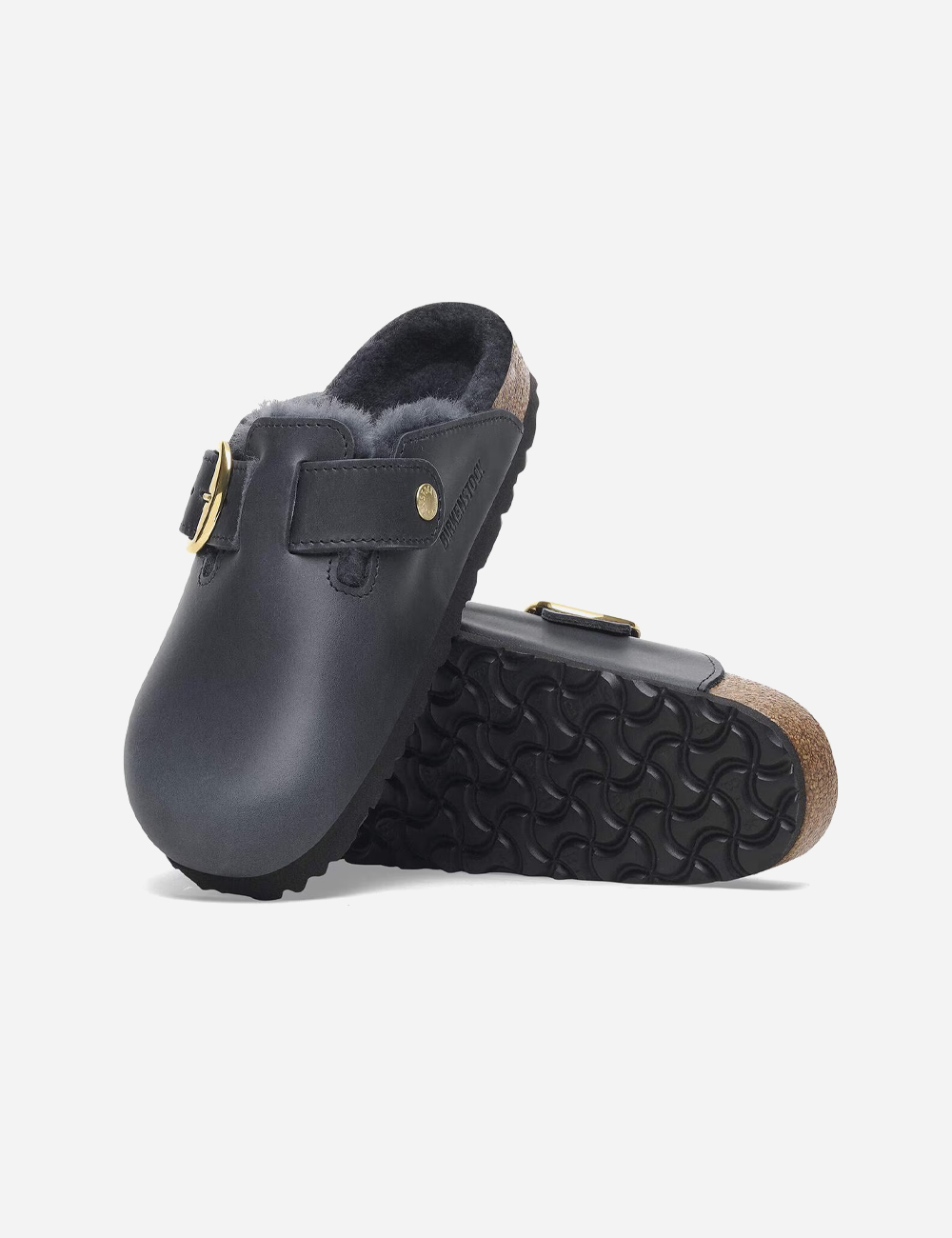 Birkenstock Boston Big Buckle Shearling Clogs "Midnight"
