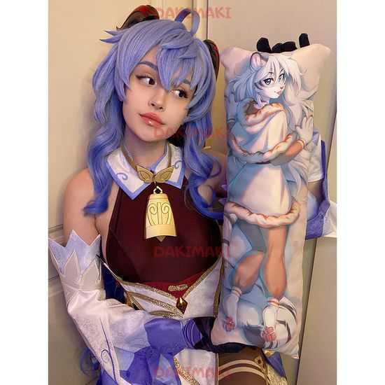 Мини дакимакура фурри Белый Тигр арт. M1188, 60х20 см