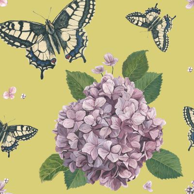 Гортензия и бабочки