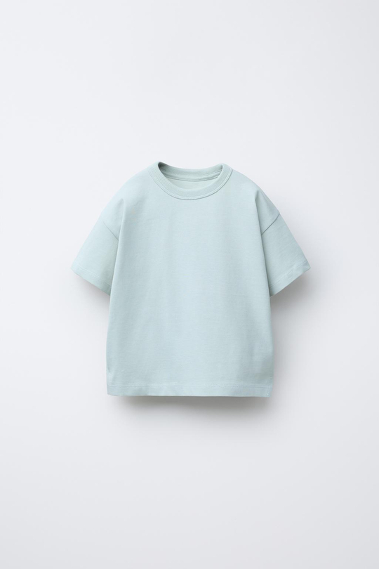 ZARA БАЗОВАЯ ФУТБОЛКА HEAVY WEIGHT, ГОЛУБОЙ