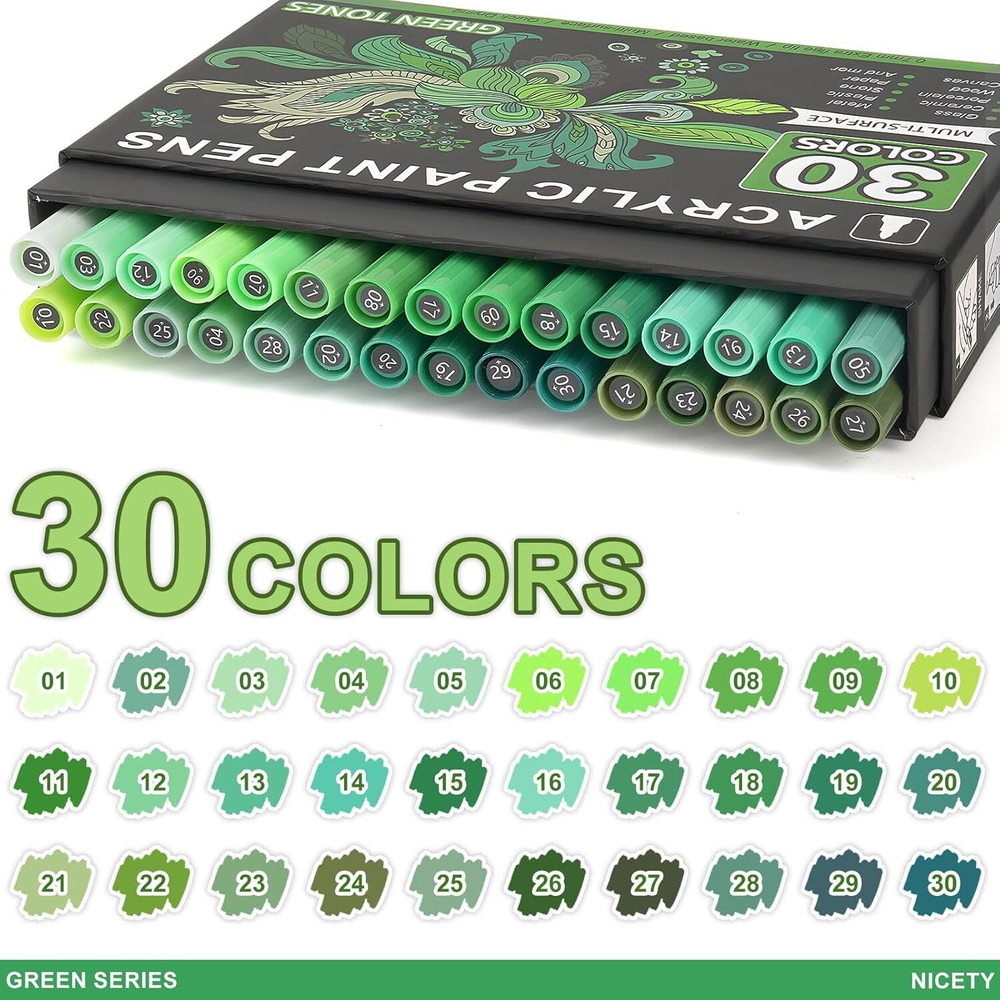 NICETY акриловые маркеры 0,7 мм, 30 шт, Green
