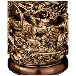 СТАКАН С ПОДСТАКАН "ОХОТНИКИ НА ПРИВАЛЕ" ЛАТУНЬ,ЖАРОПРОЧНОЕ СТЕКЛО С ПОЗОЛОЧЕННОЙ КАЕМКОЙ (КОР=1ШТ.)