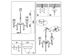 Ambrella Подвесная люстра с абажуром и хрусталем Modern TR4601