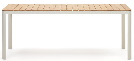 Bona Уличный стол из алюминия в белой отделке и тикового дерева 200 x 100 см Испания La Forma