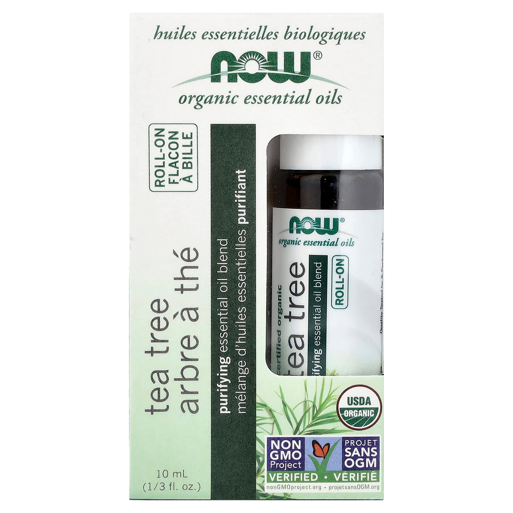 NOW Foods, органические эфирные масла, чайное дерево, в шариковой капсуле, 10 мл (1/3 жидк. унции)