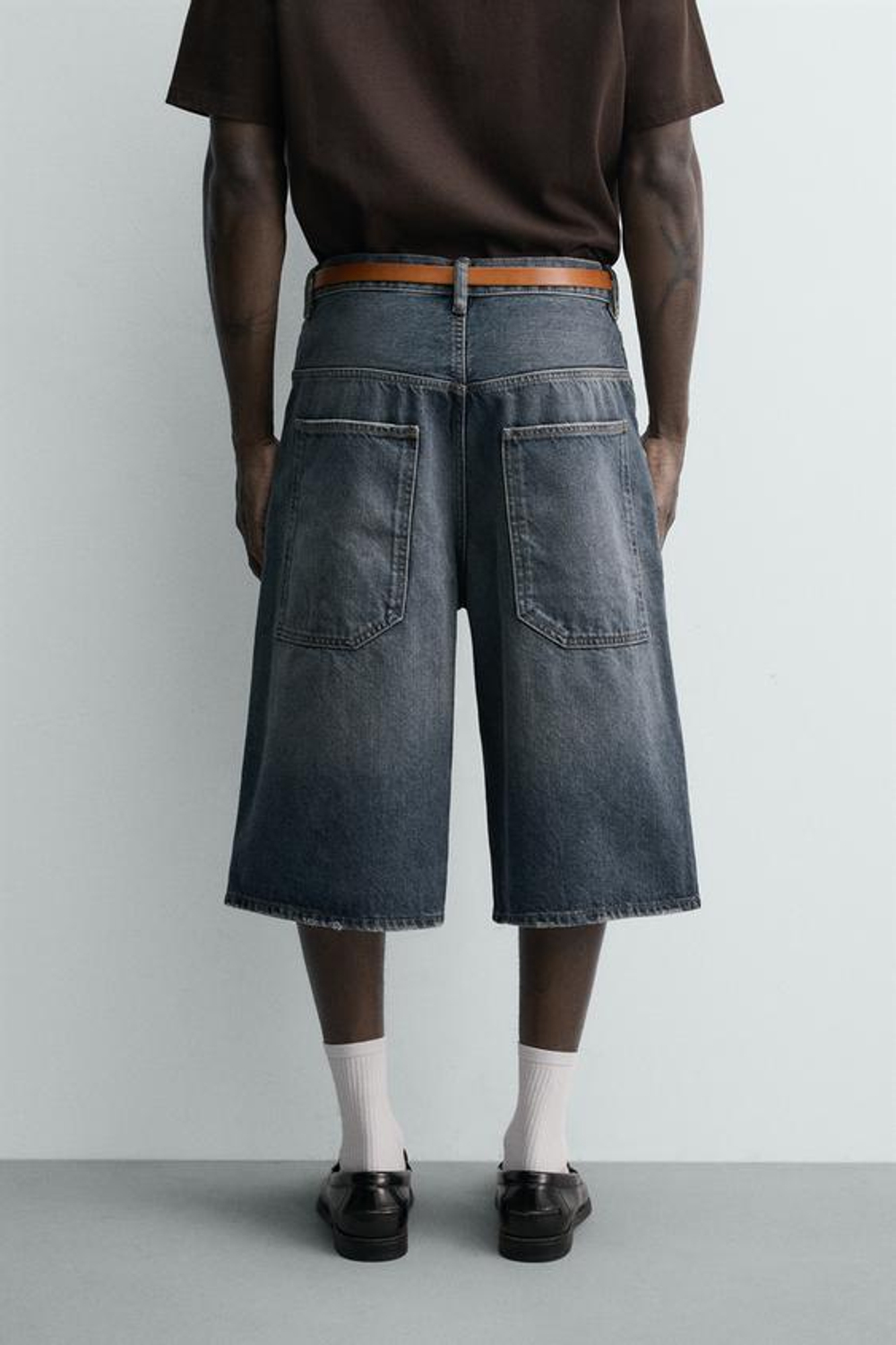 ZARA ДЖИНСОВЫЕ ШОРТЫ BAGGY FIT, СИНИЙ