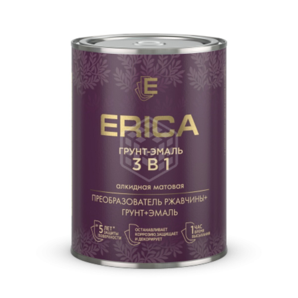 Грунт-эмаль Erica 3 в 1, зеленая, 0,8 кг