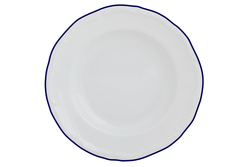 Тарелка глубокая 22 см, кант синий