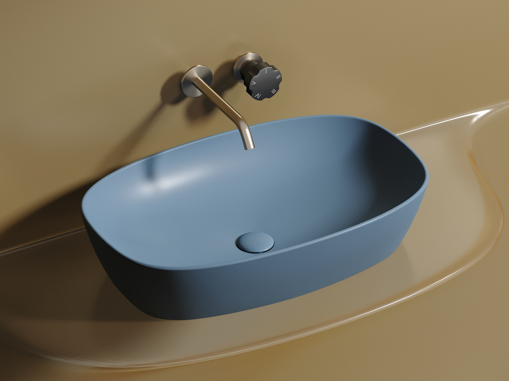 Умывальник чаша накладная овальная (цвет Голубой Матовый) Element 610x385x140мм