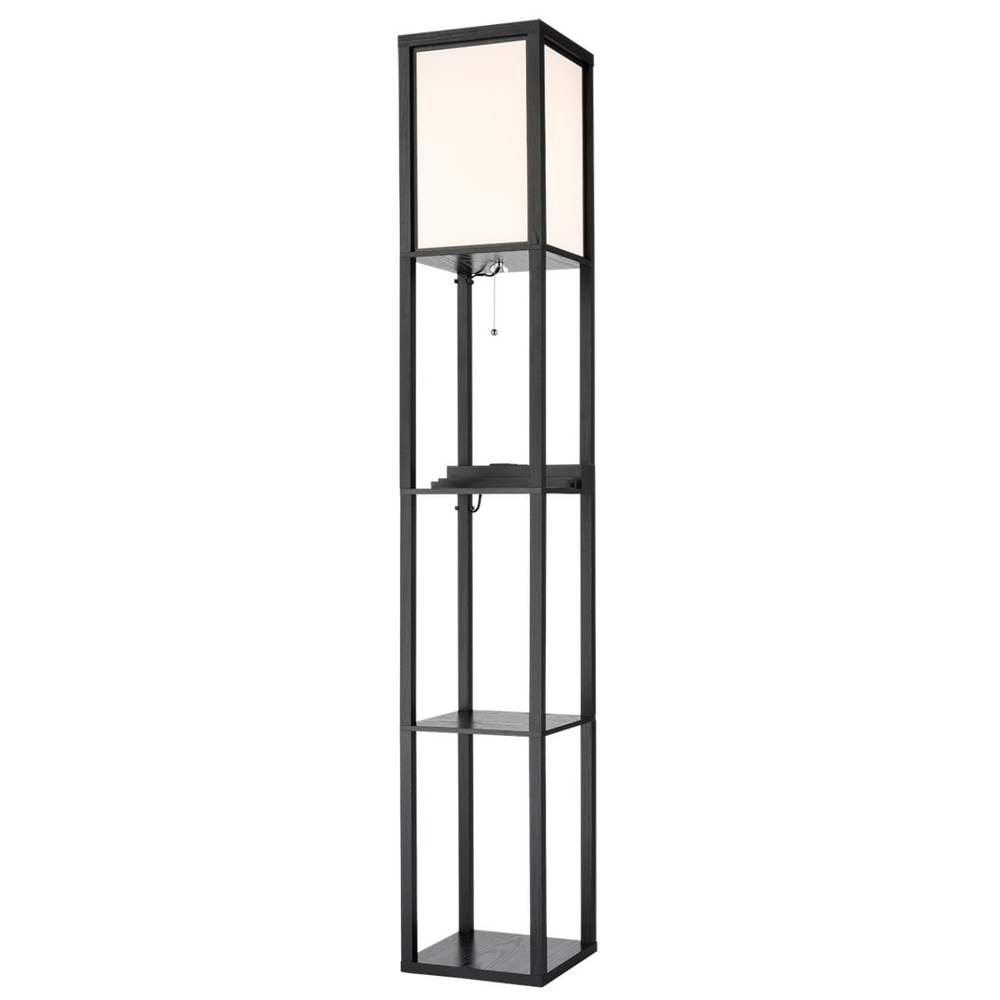 8093/1F COMFI LN26 460 черный/белый, дерево/текстиль Торшер Е27 1*60W 220V PRACTIC