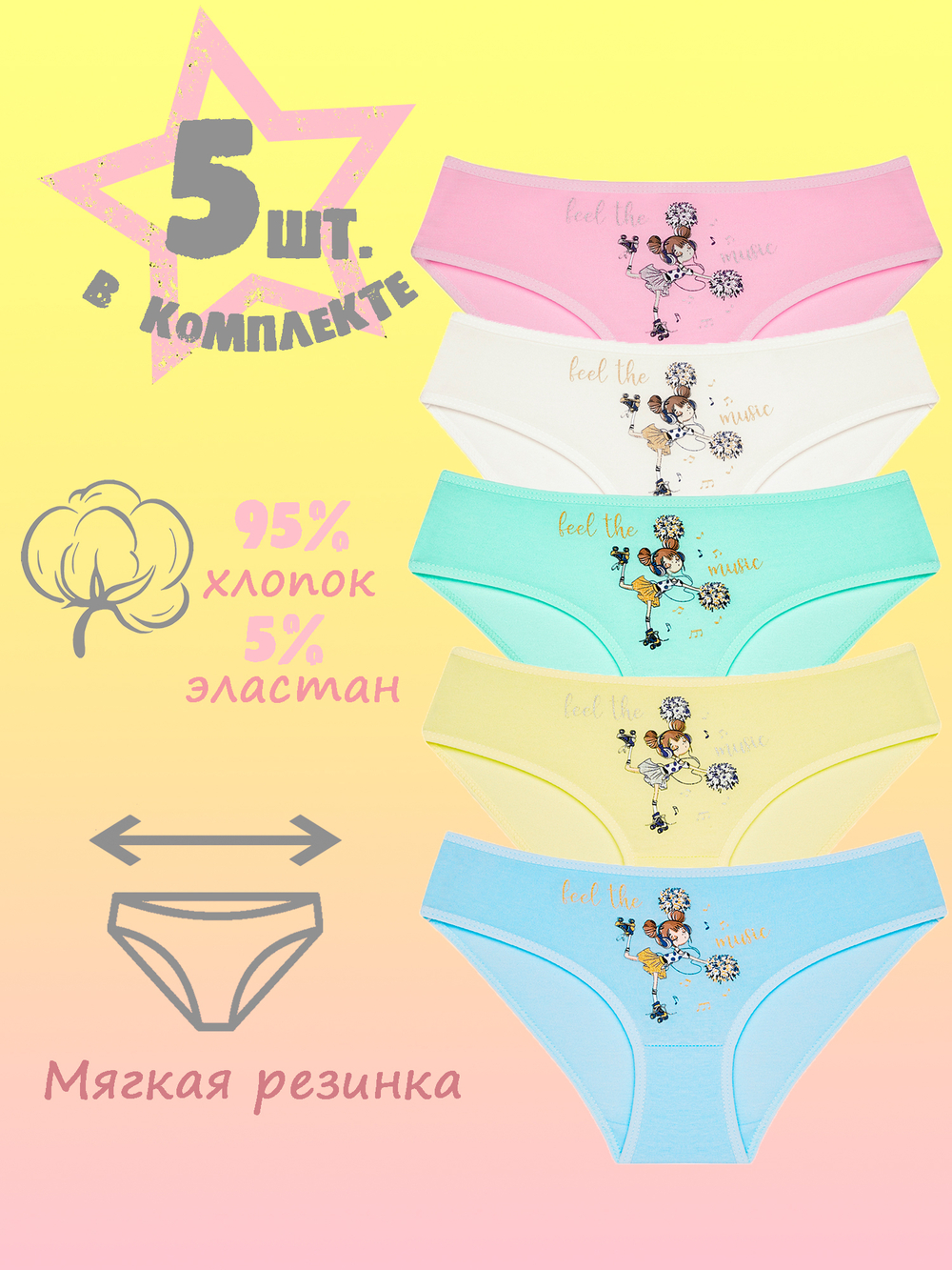 Трусы для девочки (5 штук в упаковке)