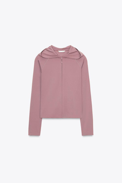 ZARA ТОЛСТОВКА SEAMLESS ИЗ ПОЛИАМИДА, ЦВЕТ МАЛЬВЫ