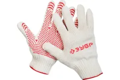 Перчатки х/б Зубр с защитой от скольжения 7 класс 20237