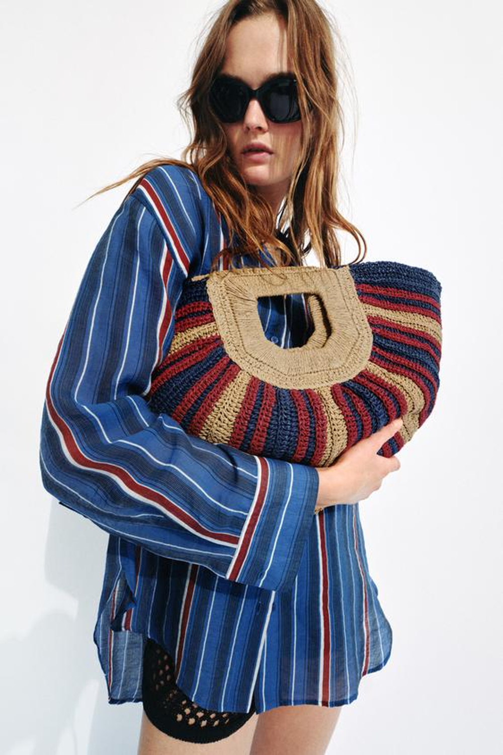 ZARA СУМКА С ПЛЕТЕНЫМ УЗОРОМ, РАЗНОЦВЕТНЫЙ