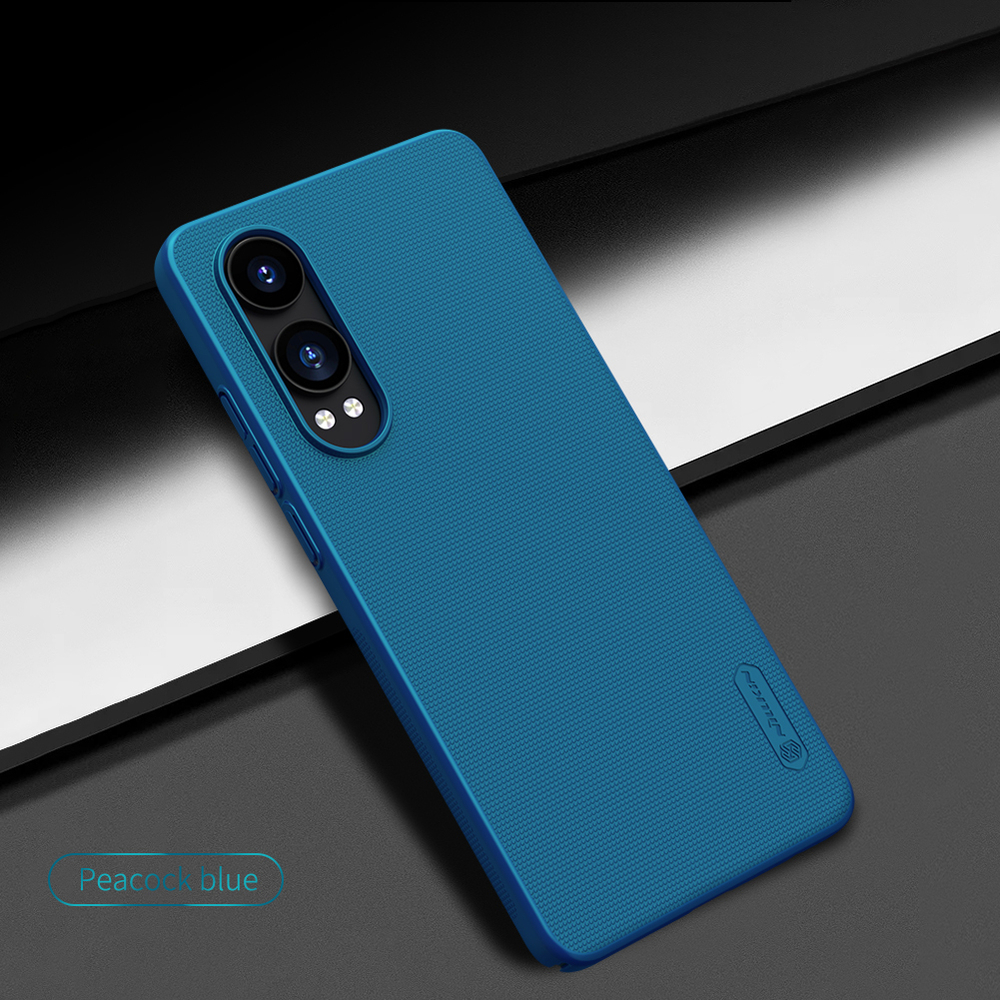 Тонкий жесткий чехол синего цвета (Peacock Blue) от Nillkin для OnePlus Nord CE4 Lite, серия Super Frosted Shield