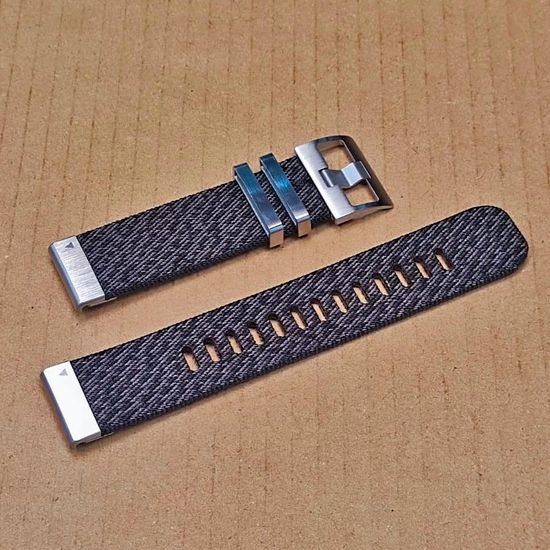 Ремешок 22 мм для Garmin нейлоновый жакардовое плетение, стальные тренчики (Серебристый Черно-серый)