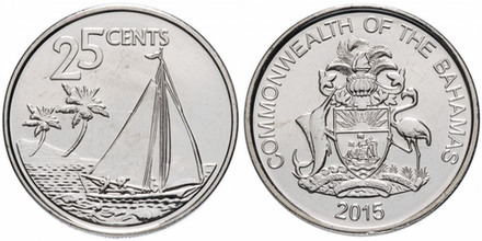 Багамы 25 центов, 2007 - 2015 Парусное судно XF