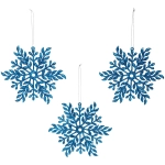 Подвеска «Волшебная снежинка» 11,5 см (набор 3 шт), Голубой