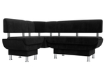 Диван кухонный угловой Альфа левый угол, Черный, Велюр, 116698L