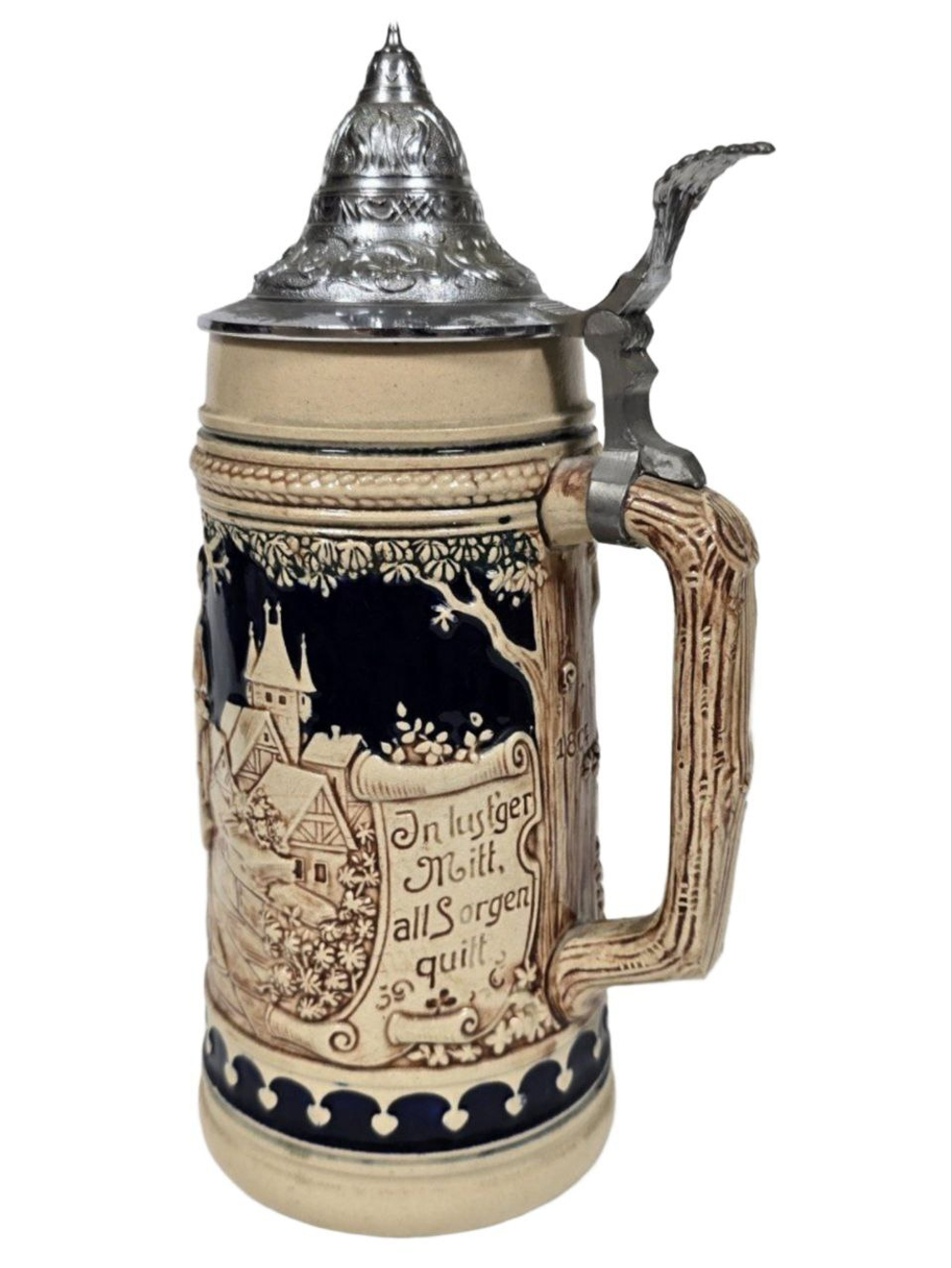 Кружка пивная (фарфор с оловянной крышкой) Германия