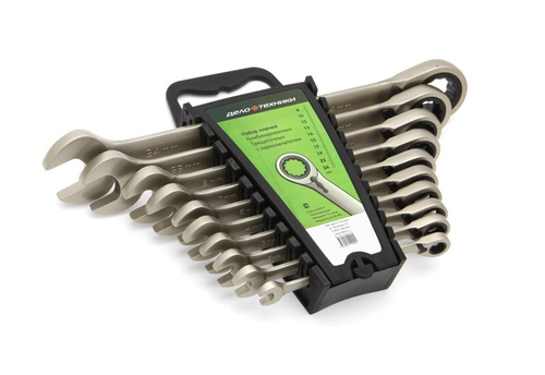 Набор ключей комб. 10 предм. трещот. /рожк.-накидн./ с переключателем (Дело Техники)