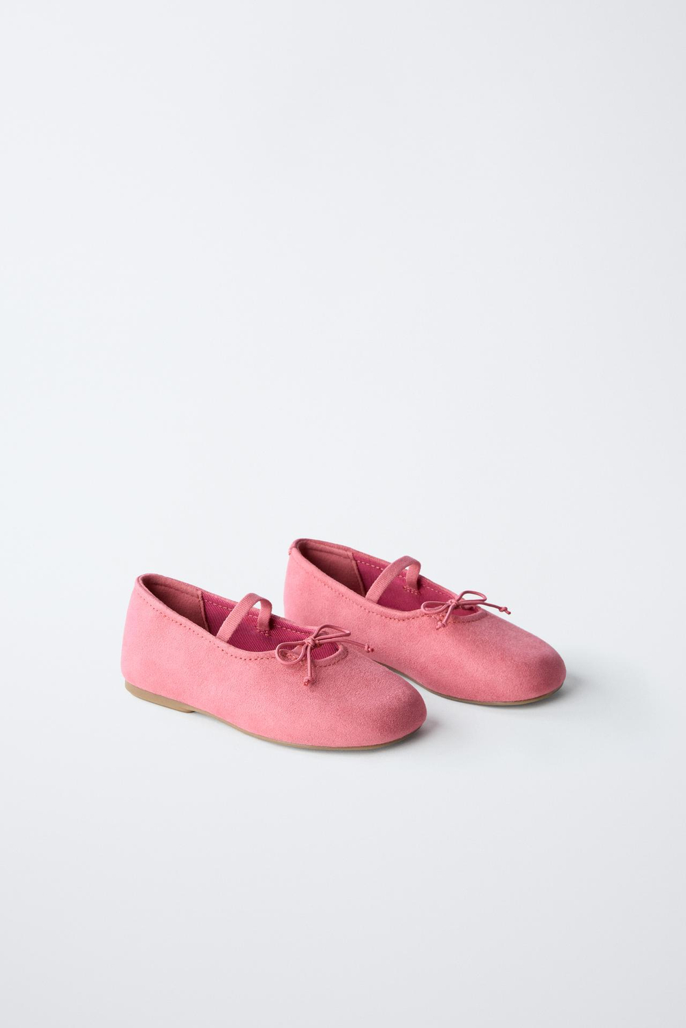 ZARA БАЛЕТКИ НА ПЛОСКОЙ ПОДОШВЕ С БАНТИКОМ, РОЗОВЫЙ