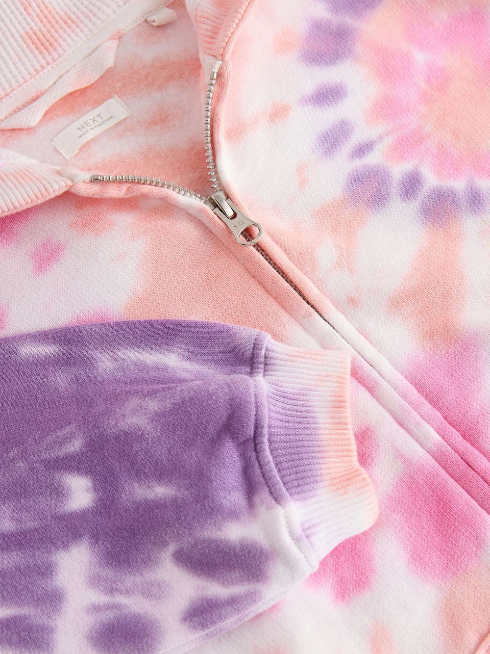 Толстовка с капюшоном на молнии для девочки Next E61-809, Белый, Розовый, Фиолетовый