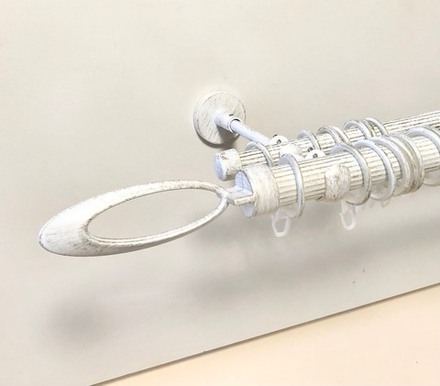 Карниз кованый рифленый для штор Ост Орбита d 25/16 двухрядный, цвет белое золото