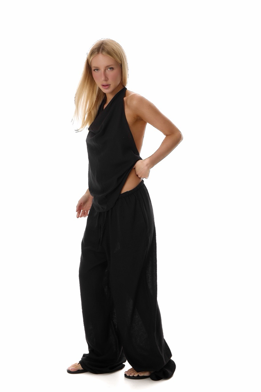 LINEN BLACK PANTS ESME