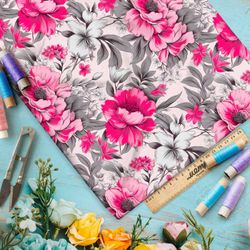 Ткань премиум атлас яркие цветочные эффекты