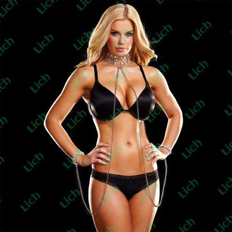 Набор: ошейник с надписью SEXY и наручники со стразами