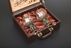 Набор бокалов для коньяка «Три богатыря» 2 шт. в подарочном футляре с художественным оформлением