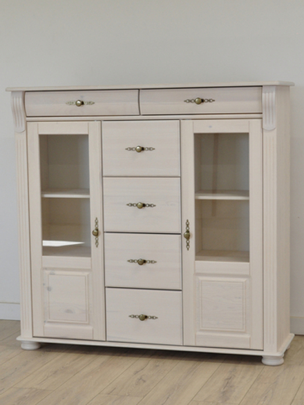 Комод, 128х42х125, Susanna, для одежды и игрушек, в кухню, сервант для посуды, из массива дерева, белый, MAKOSA