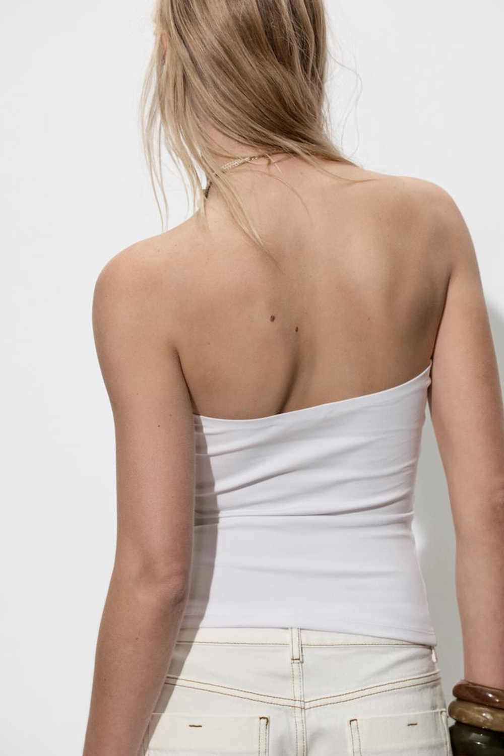 ZARA ТОП БЕЗ БРЕТЕЛЕЙ, БЕЛЫЙ