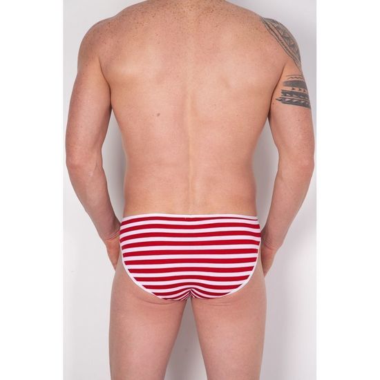 Мужские трусы брифы белые в красную полоску Cosmos Colors FC40_RW