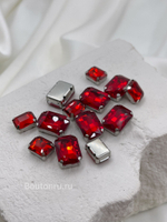 Стразы пришивные в цапах прямоугольные красные